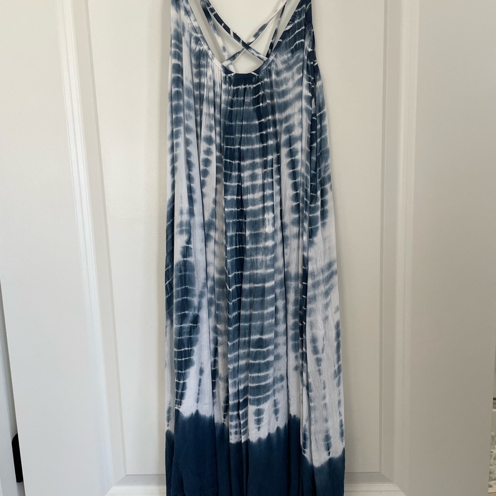 Blue and White Tie-Dye Mini Dress